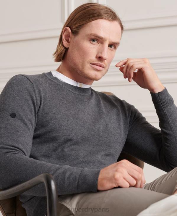 Superdry Hommes pull en maille de coton D64Z5321 vêtements gris foncé