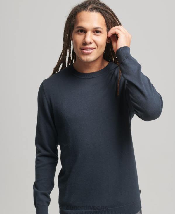 Superdry Hommes pull en maille de coton D64Z5322 vêtements marine