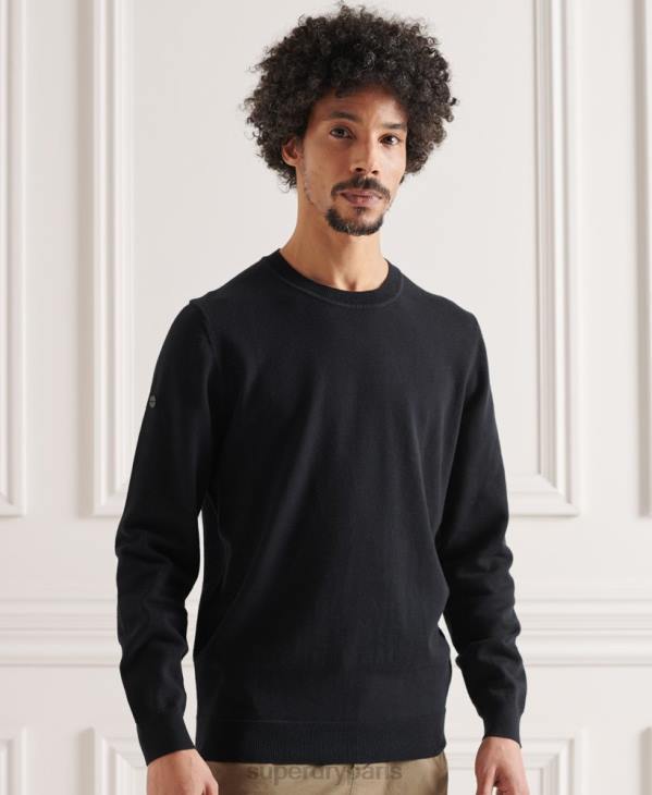 Superdry Hommes pull en maille de coton D64Z5338 vêtements noir
