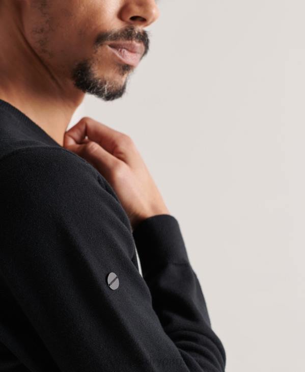 Superdry Hommes pull en maille de coton D64Z5338 vêtements noir