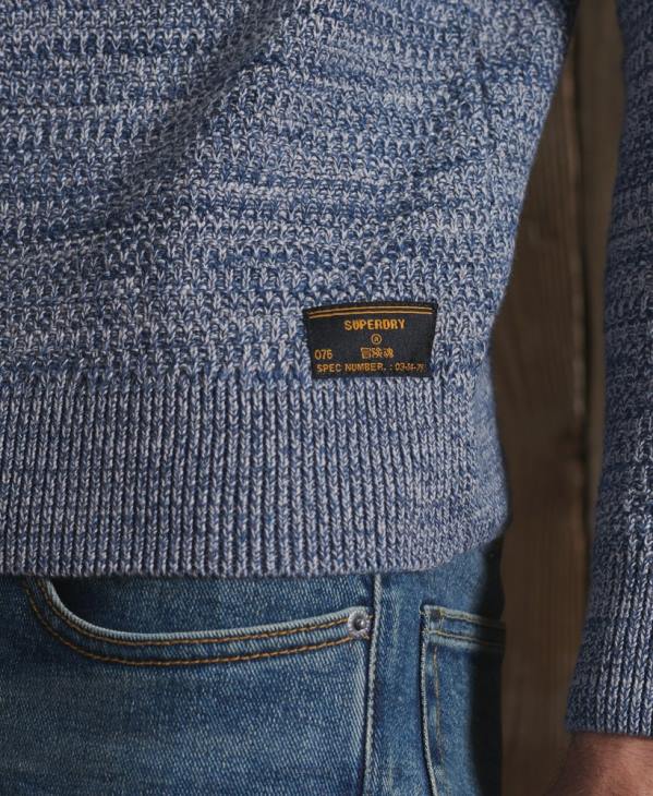 Superdry Hommes pull en maille trapèze en coton biologique D64Z5316 vêtements bleu