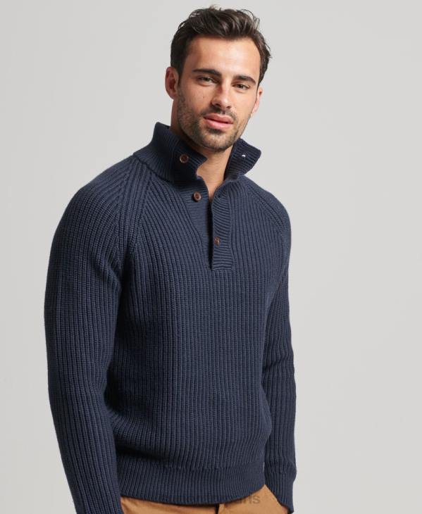Superdry Hommes pull henley D64Z1255 vêtements marine