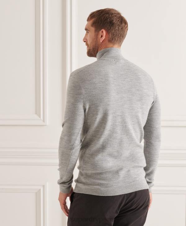 Superdry Hommes pull henley en mérinos studios D64Z1295 vêtements gris