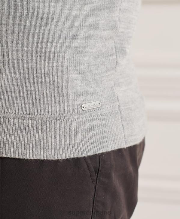 Superdry Hommes pull henley en mérinos studios D64Z1295 vêtements gris