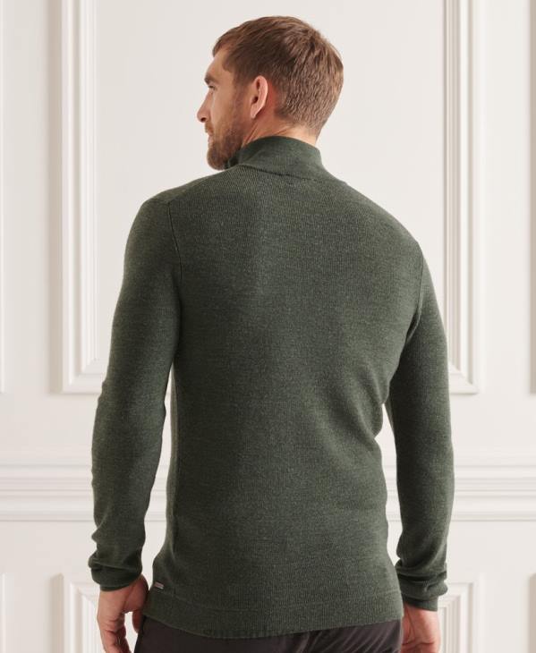 Superdry Hommes pull henley en mérinos studios D64Z1324 vêtements vert