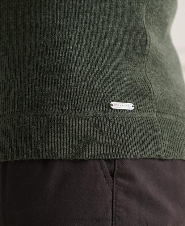 Superdry Hommes pull henley en mérinos studios D64Z1324 vêtements vert