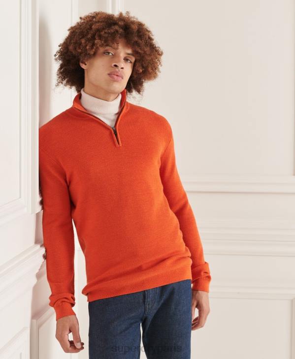 Superdry Hommes pull henley en mérinos studios D64Z5288 vêtements orange