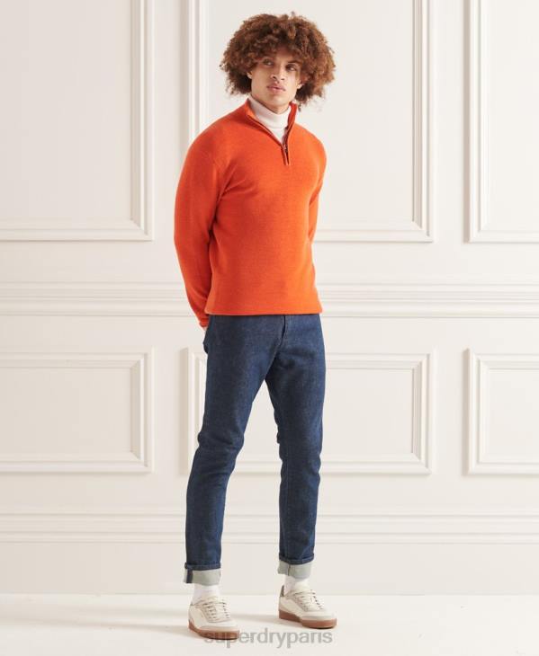 Superdry Hommes pull henley en mérinos studios D64Z5288 vêtements orange