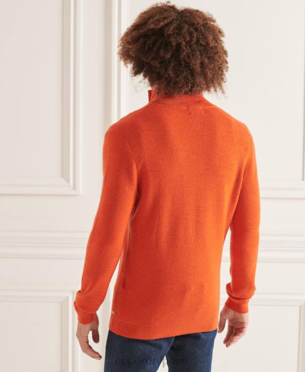Superdry Hommes pull henley en mérinos studios D64Z5288 vêtements orange