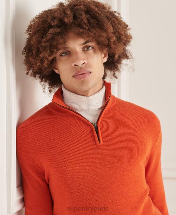Superdry Hommes pull henley en mérinos studios D64Z5288 vêtements orange