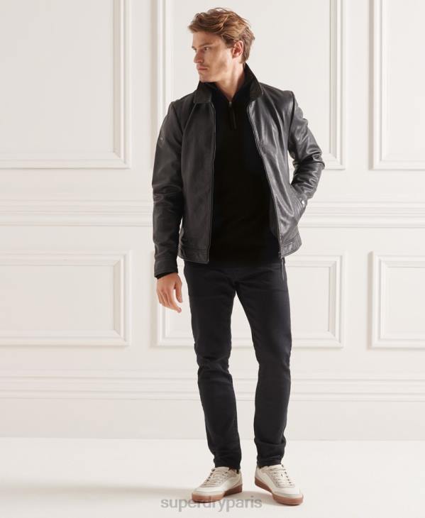 Superdry Hommes pull henley en mérinos studios D64Z5294 vêtements noir