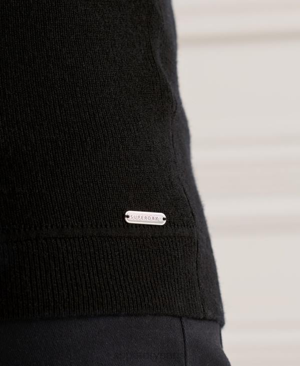 Superdry Hommes pull henley en mérinos studios D64Z5294 vêtements noir