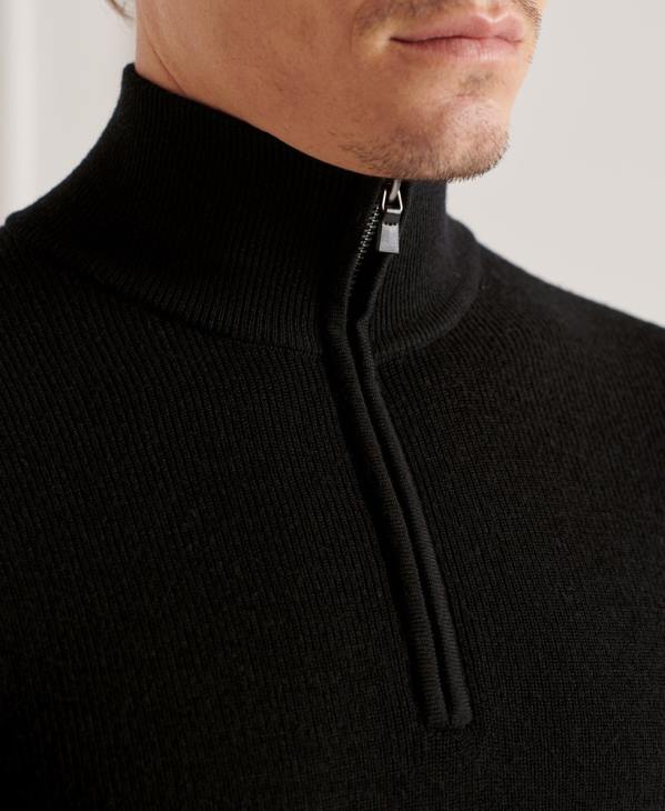 Superdry Hommes pull henley en mérinos studios D64Z5294 vêtements noir