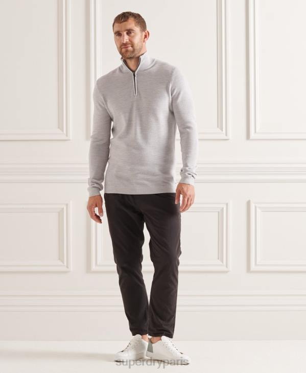 Superdry Hommes pull henley en mérinos studios D64Z5305 vêtements gris clair