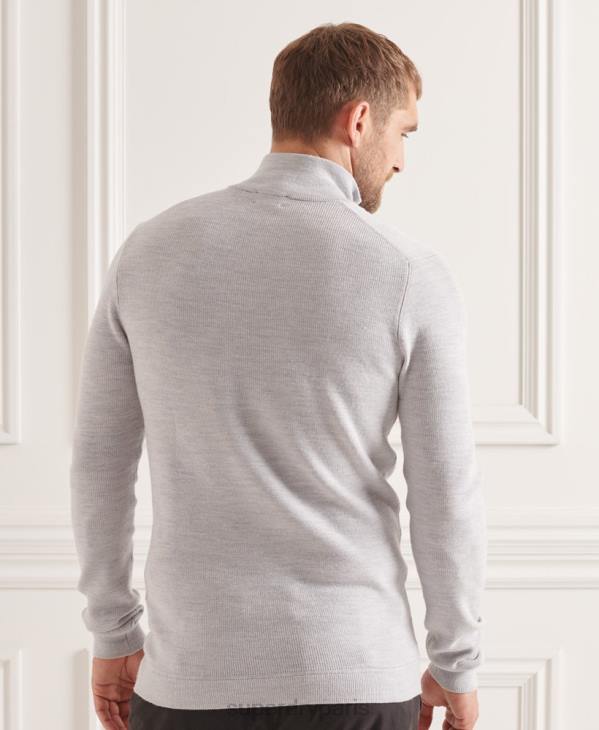 Superdry Hommes pull henley en mérinos studios D64Z5305 vêtements gris clair