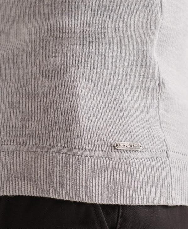 Superdry Hommes pull henley en mérinos studios D64Z5305 vêtements gris clair