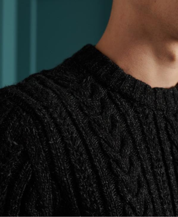 Superdry Hommes pull jacob cable crew D64Z1355 vêtements noir