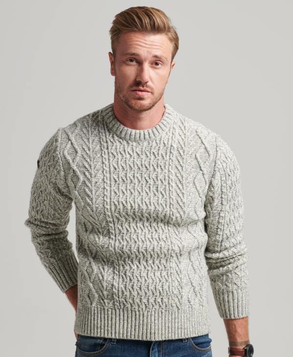 Superdry Hommes pull jacob cable crew D64Z5250 vêtements gris