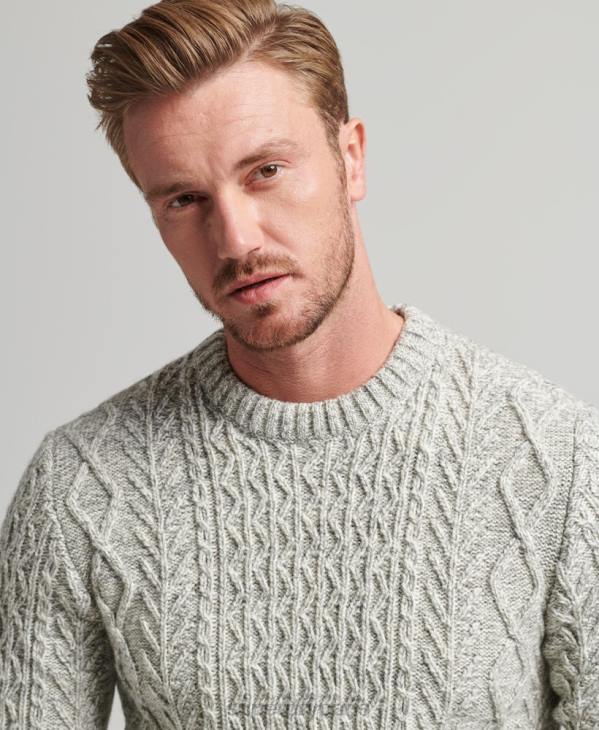 Superdry Hommes pull jacob cable crew D64Z5250 vêtements gris