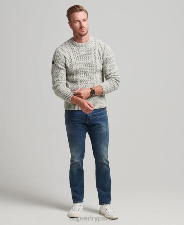 Superdry Hommes pull jacob cable crew D64Z5250 vêtements gris