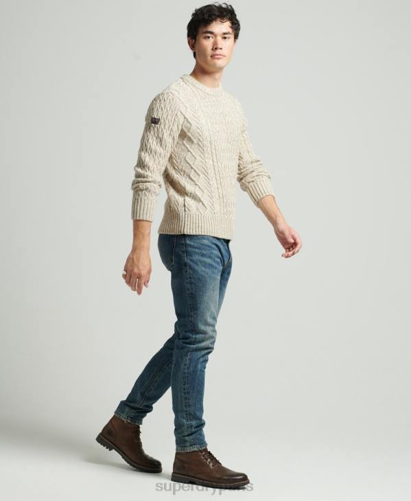 Superdry Hommes pull jacob cable crew D64Z5252 vêtements beige