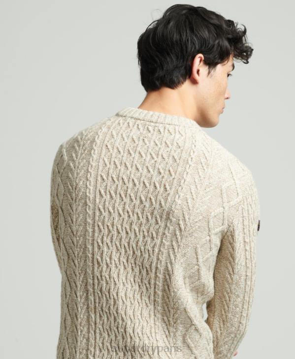 Superdry Hommes pull jacob cable crew D64Z5252 vêtements beige