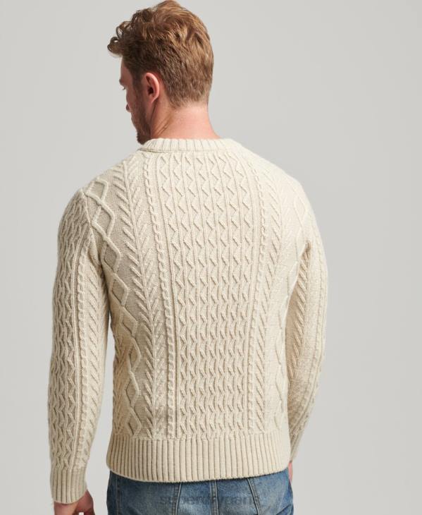 Superdry Hommes pull jacob cable crew D64Z5255 vêtements crème