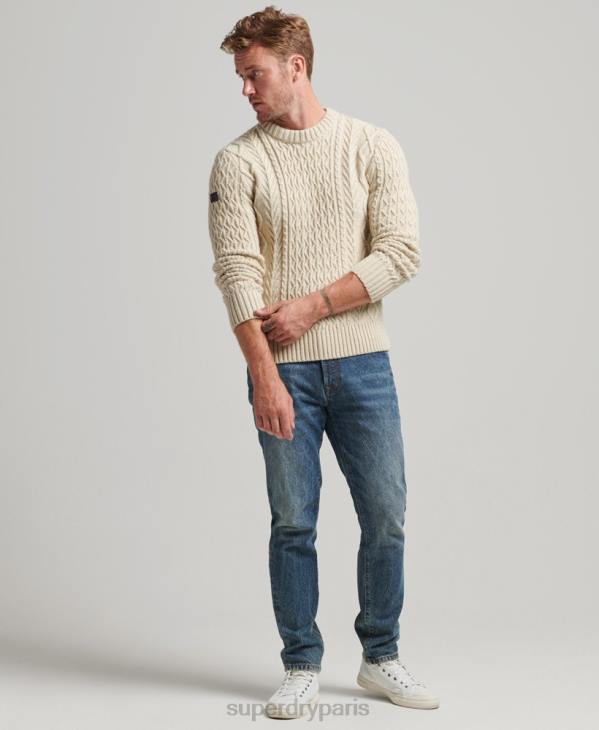 Superdry Hommes pull jacob cable crew D64Z5255 vêtements crème