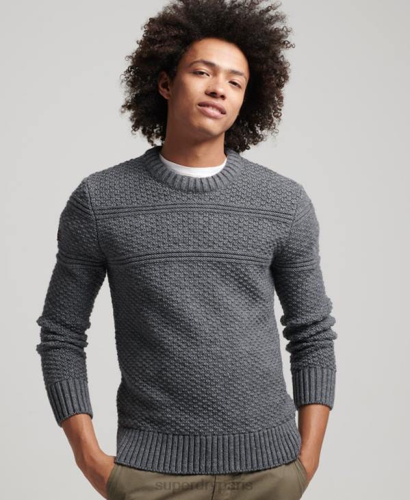 Superdry Hommes pull jacob cable crew D64Z5265 vêtements gris