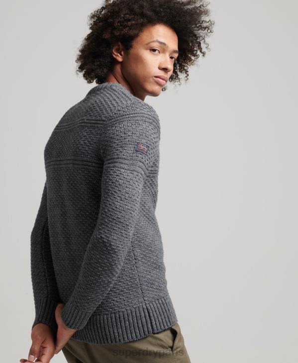 Superdry Hommes pull jacob cable crew D64Z5265 vêtements gris