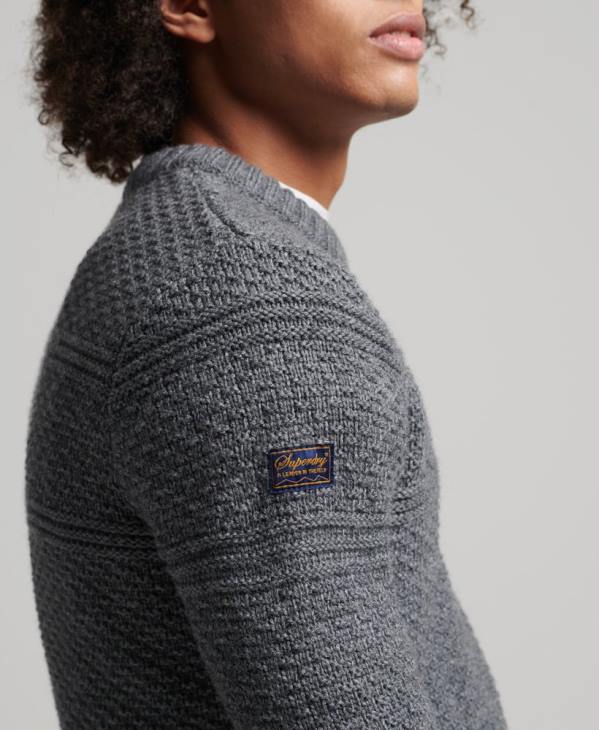 Superdry Hommes pull jacob cable crew D64Z5265 vêtements gris