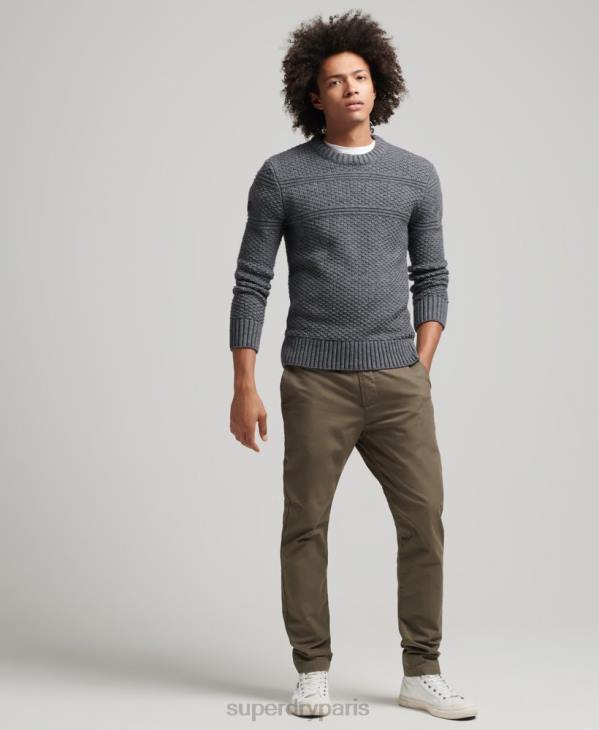 Superdry Hommes pull jacob cable crew D64Z5265 vêtements gris