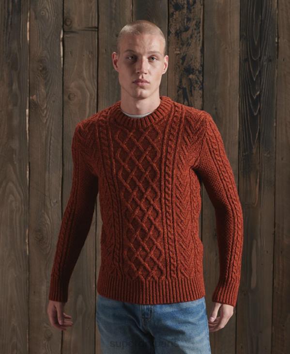 Superdry Hommes pull jacob cable crew D64Z5348 vêtements orange