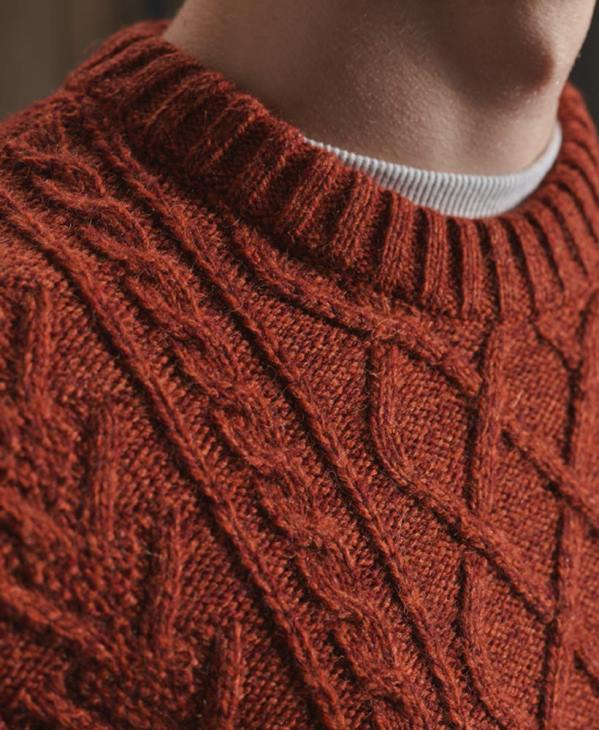 Superdry Hommes pull jacob cable crew D64Z5348 vêtements orange