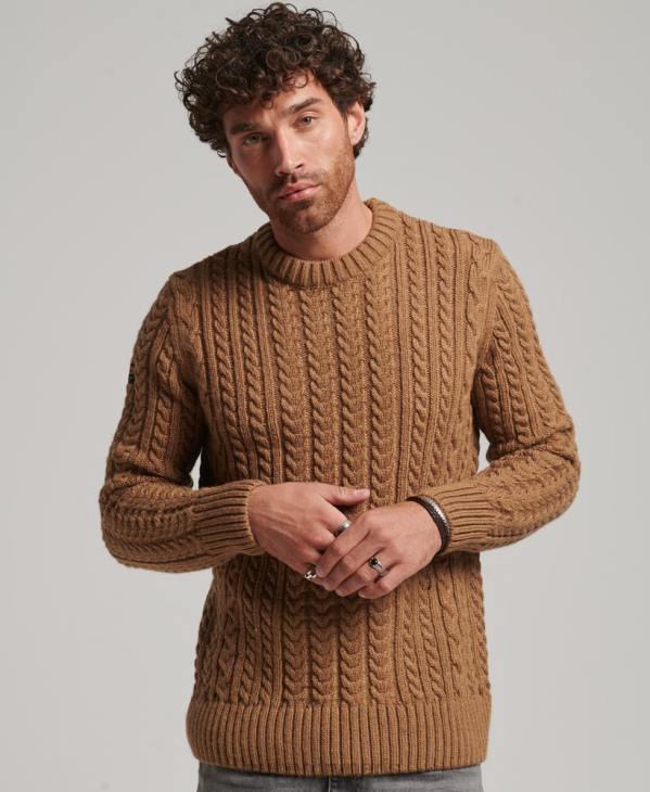 Superdry Hommes pull jacob crew D64Z1283 vêtements brun
