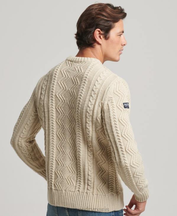 Superdry Hommes pull jacob crew D64Z1305 vêtements crème