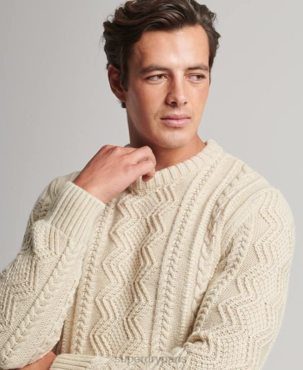 Superdry Hommes pull jacob crew D64Z1305 vêtements crème