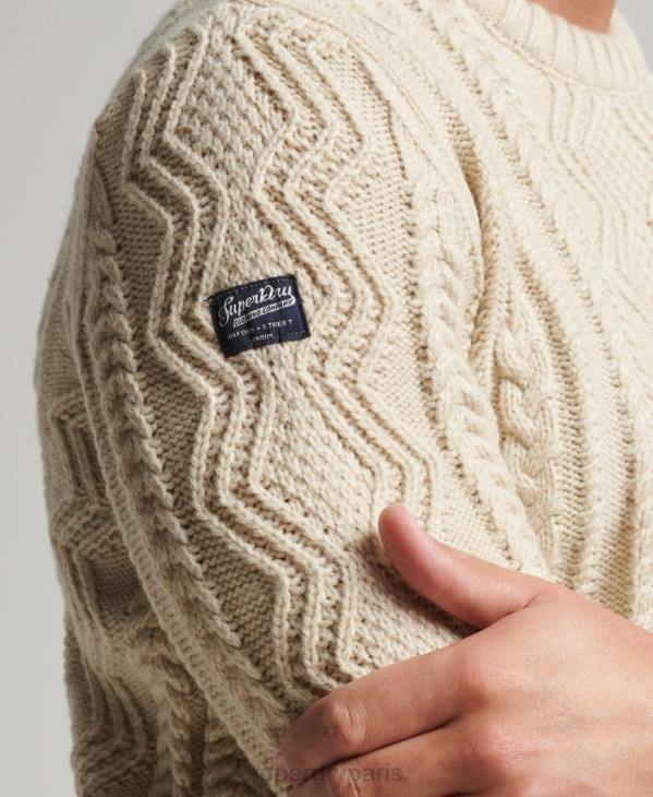 Superdry Hommes pull jacob crew D64Z1305 vêtements crème