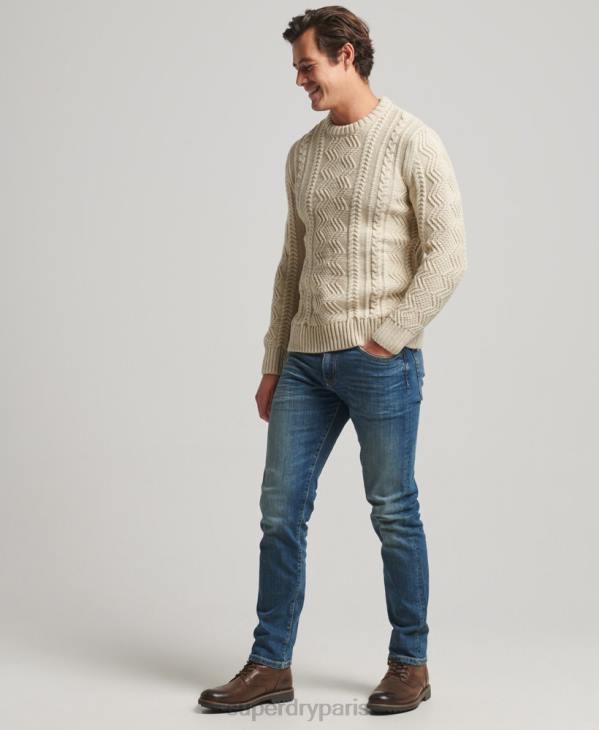 Superdry Hommes pull jacob crew D64Z1305 vêtements crème