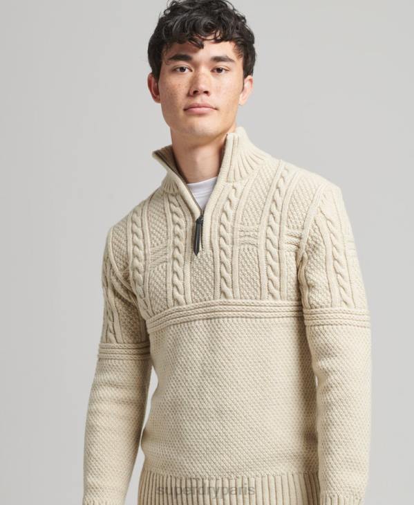 Superdry Hommes pull jacob henley D64Z5240 vêtements crème