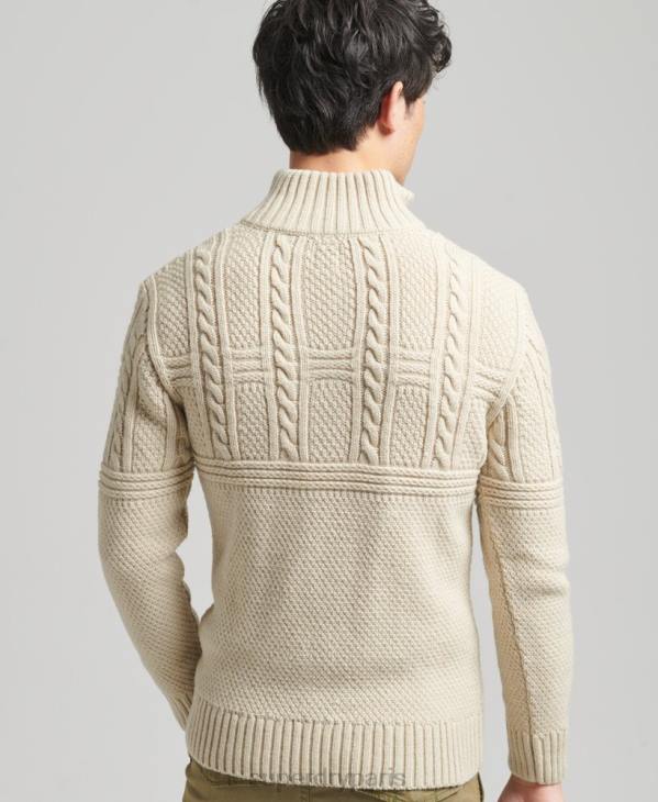 Superdry Hommes pull jacob henley D64Z5240 vêtements crème
