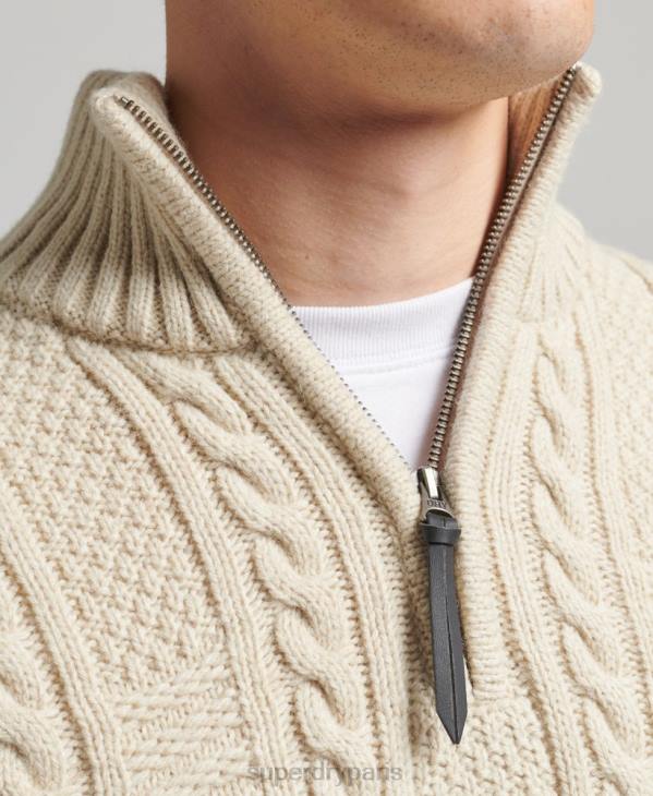 Superdry Hommes pull jacob henley D64Z5240 vêtements crème