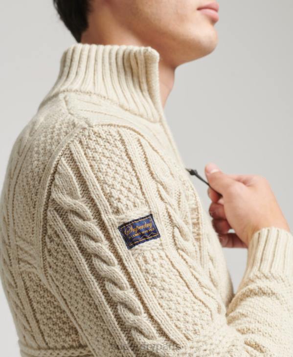 Superdry Hommes pull jacob henley D64Z5240 vêtements crème