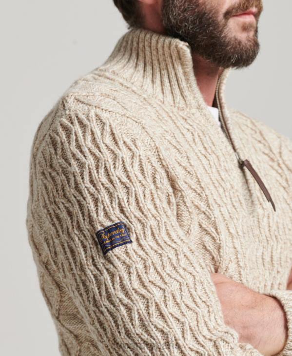 Superdry Hommes pull jacob henley D64Z5259 vêtements beige