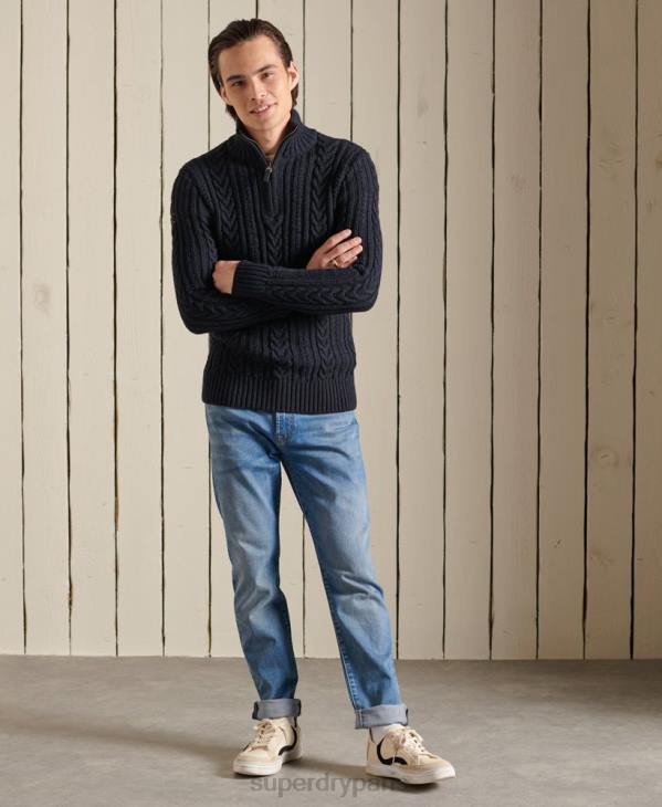 Superdry Hommes pull jacob henley D64Z5289 vêtements bleu foncé