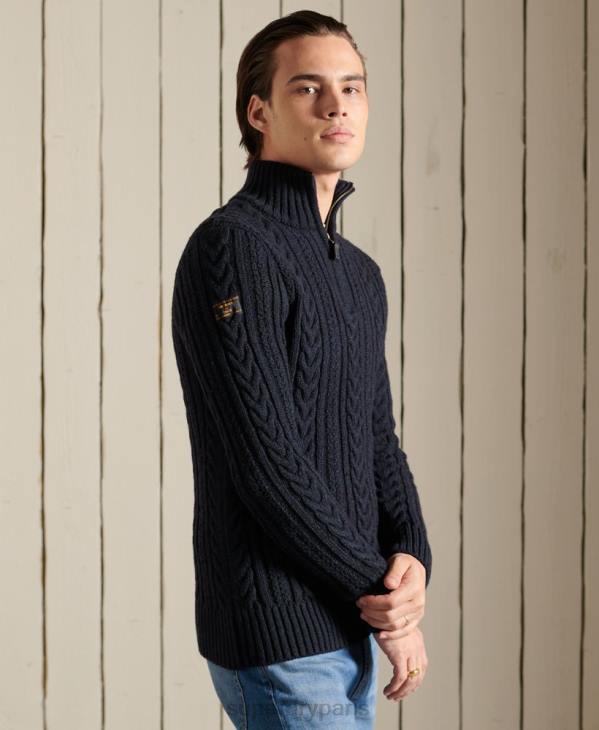 Superdry Hommes pull jacob henley D64Z5289 vêtements bleu foncé