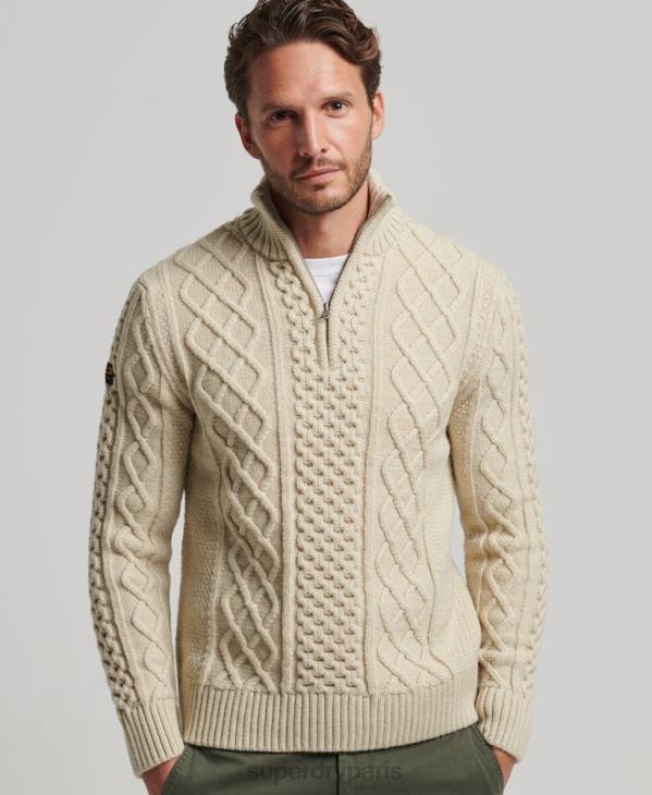 Superdry Hommes pull jacob henley vintage D64Z1268 vêtements crème