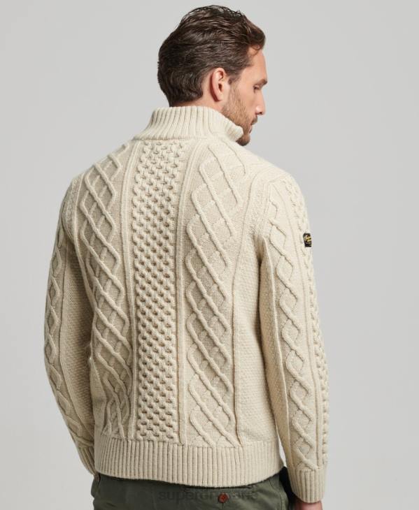 Superdry Hommes pull jacob henley vintage D64Z1268 vêtements crème