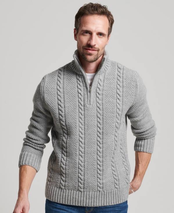 Superdry Hommes pull jacob henley vintage D64Z1275 vêtements gris clair