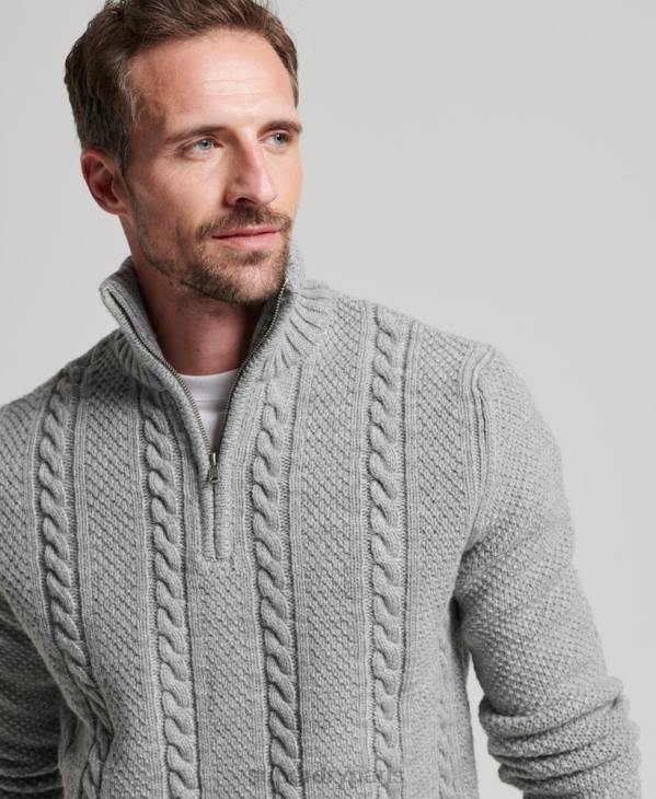 Superdry Hommes pull jacob henley vintage D64Z1275 vêtements gris clair
